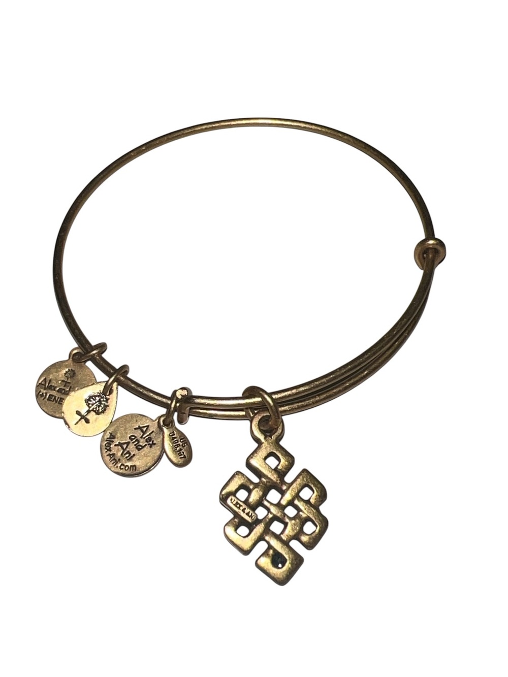 Alex and Ani Gold-tone Eternal Knot Charm Bangle